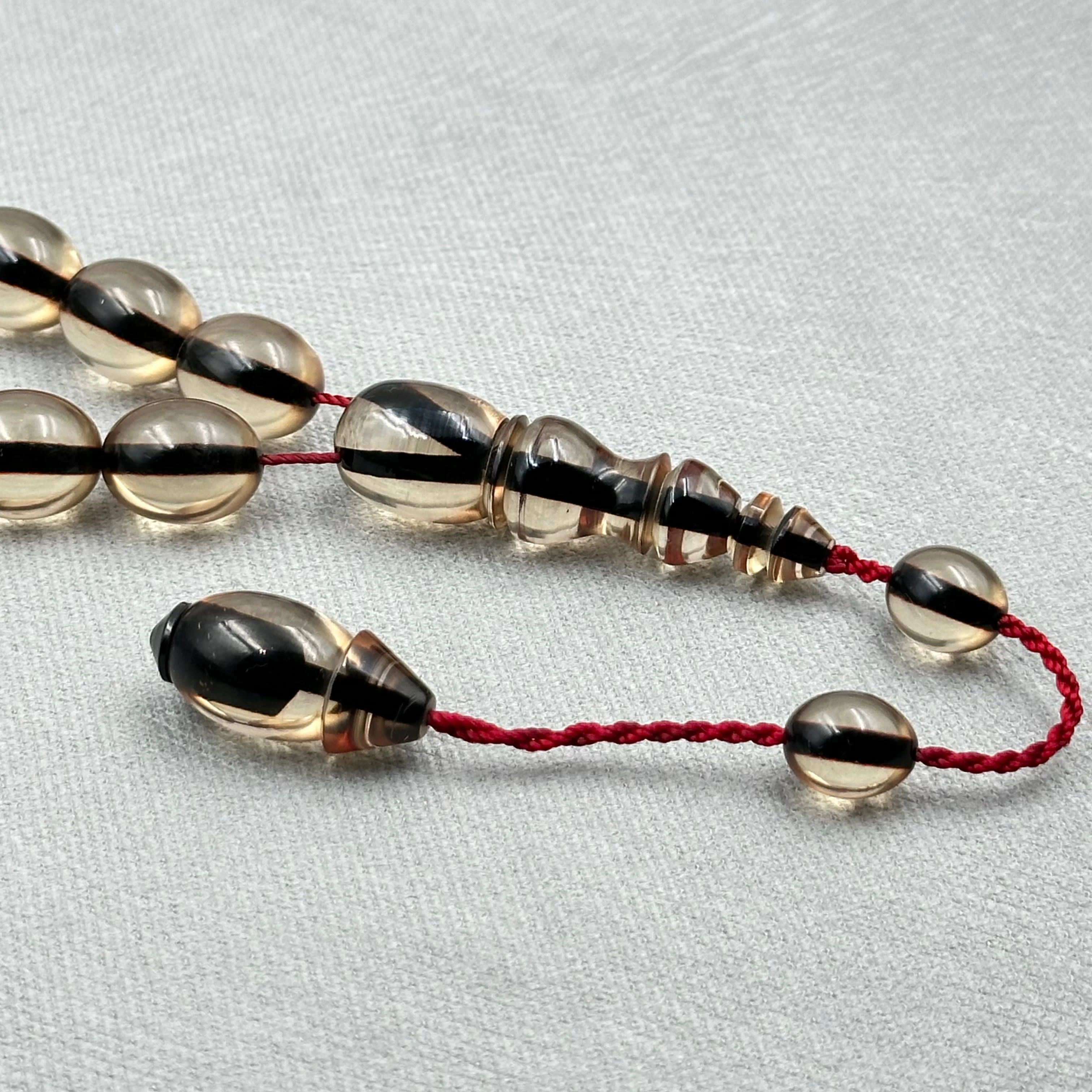 Enes ABDO Usta İşçilikli Şeffaf Efe Sıkma Kehribar Maskot Tespih